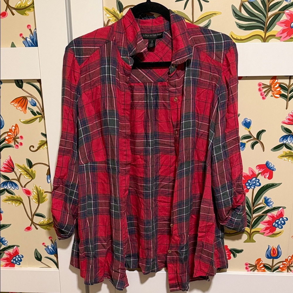 A Pea in the Pod Red and Black Plaid Shirt